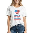 thumbnail image 1 of Womens Tops under $5 Short Sleeved Printed Round Neck T-shirt White M, 1 of 5