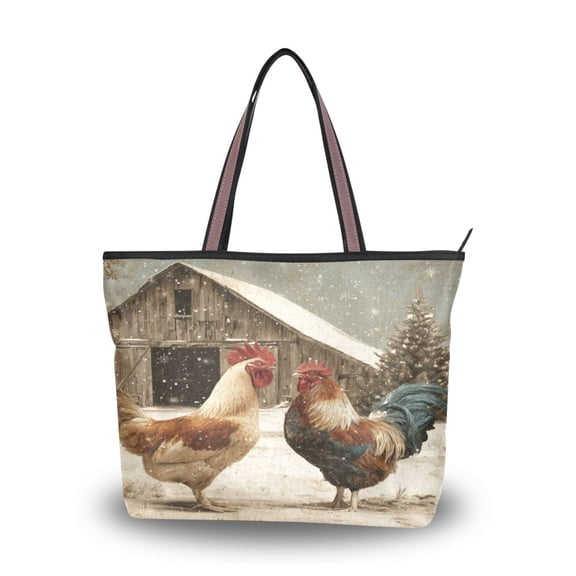 Womens Tote Bag Fashion Handbags Shoulder Bag Lightweight & Multi-Compartment Carryall Chicken and Rooster L