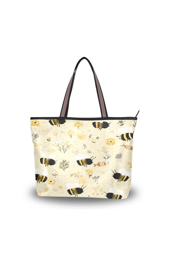 Womens Tote Bag Fashion Handbags Shoulder Bag Lightweight & Multi-Compartment Carryall Cute Bees and Honeycomb Pattern M