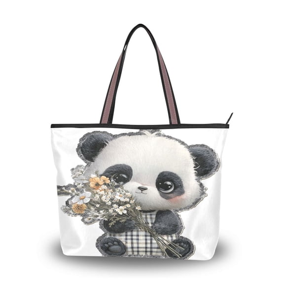 Womens Tote Bag Fashion Handbags Shoulder Bag Lightweight & Multi-Compartment Carryall Cute Big-eyed Panda L