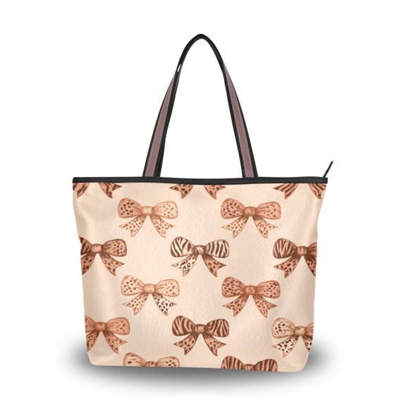 Womens Tote Bag Fashion Handbags Shoulder Bag Lightweight & Multi-Compartment Carryall Leopard Print Bow M