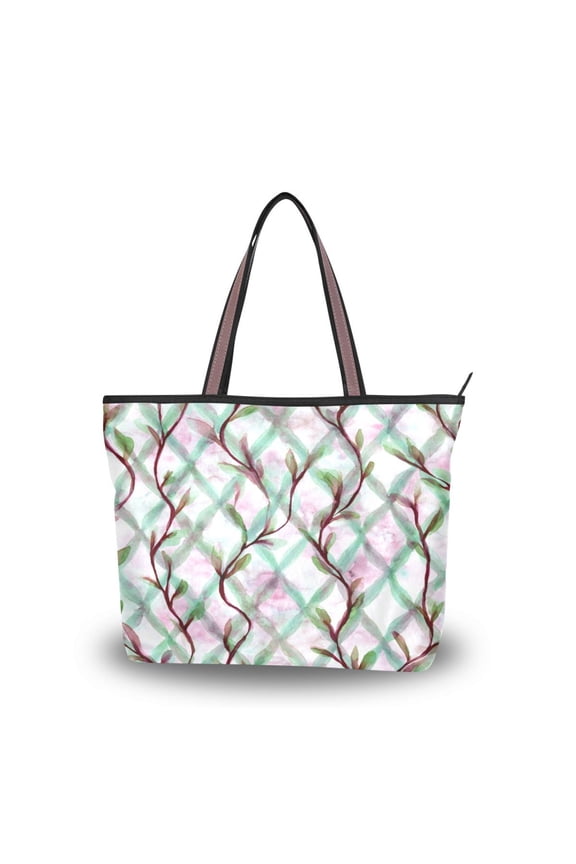 Womens Tote Bag Fashion Handbags Shoulder Bag Lightweight & Multi-Compartment Carryall Mint Green Vines M