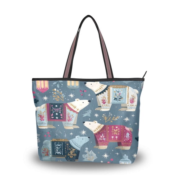 Womens Tote Bag Fashion Handbags Shoulder Bag Lightweight & Multi-Compartment Carryall Polar Bear Pattern M