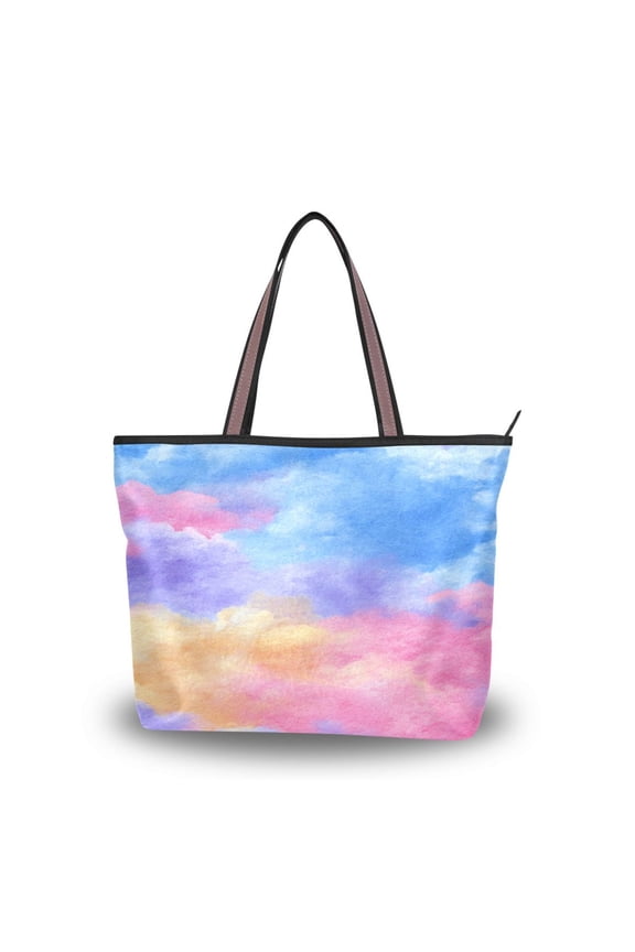 Womens Tote Bag Fashion Handbags Shoulder Bag Lightweight & Multi-Compartment Carryall Tie-dye Clouds Pattern M