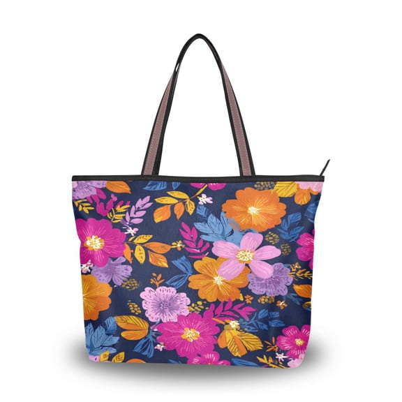 Womens Tote Bag Fashion Handbags Shoulder Bag Lightweight & Multi-Compartment Carryall Vividly Colored Flowers M