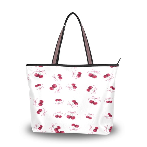 Womens Tote Bag Fashion Handbags Shoulder Bag Lightweight & Multi-Compartment Carryall Watercolor Cherries Pattern M