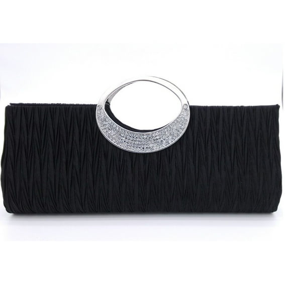 Womens Tote Bag Ladies Crystal Diamante Clutch Purse Bridal Wedding Evening Party Handbag Black White Silver Wallet/Black