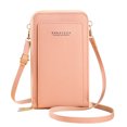 thumbnail image 1 of Womens Touchscreen Phone Bag, Mini Leather Crossbody Purse, Card Slots, Zipper Closure, for Everyday Use, Shopping, and Travel, Pink, by FAJHHA, 1 of 7
