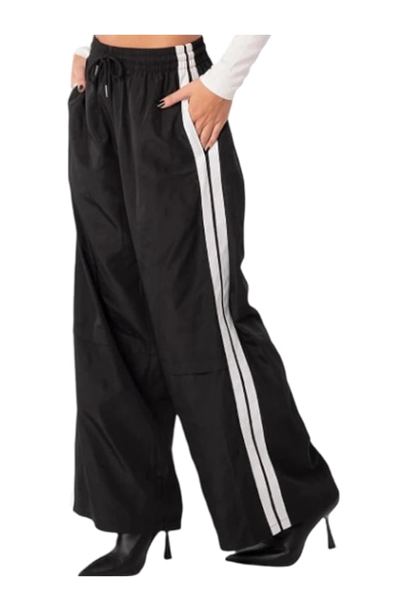 Womens Track Pants Loose Straight Leg Jogging Sweatpants Warm-Up Sports Athletic Running Black S