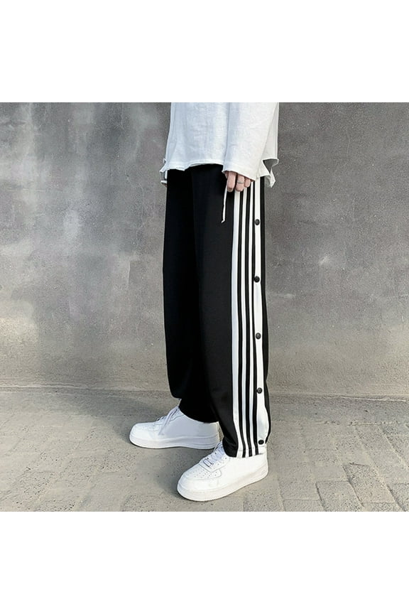 Womens Track Pants Straight Leg Split Snap Button Post Surgery Sweatpants Casual Sport Pants Relaxed Fit Black XXXL