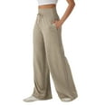 thumbnail image 1 of Womens Track Pants with Zipper Pockets Loose Straight Leg Sweatpants 30" Petite/Regular/Tall Khaki 2XL, 1 of 6