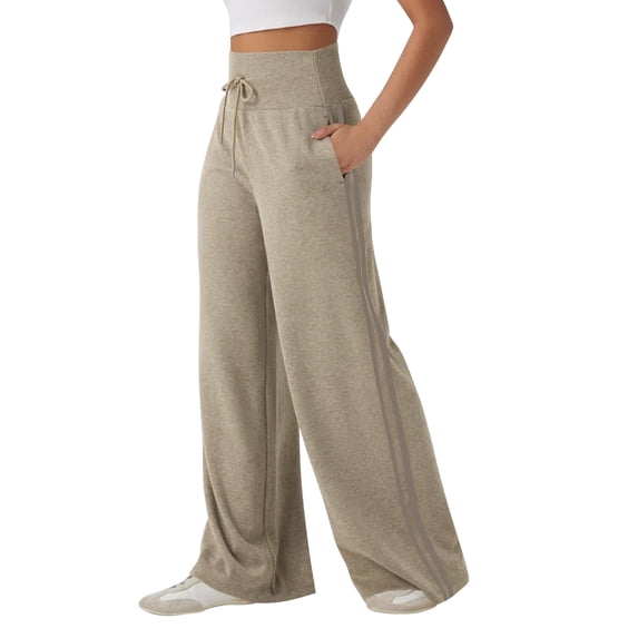 Womens Track Pants with Zipper Pockets Loose Straight Leg Sweatpants 30" Petite/Regular/Tall Khaki 2XL
