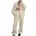 thumbnail image 1 of Womens Tracksuit 2 Piece Jogger Outfits Casual Zipper Stand Collar Jacket and Sweatpants Sets Sweatsuit Beige, 1 of 9