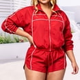 thumbnail image 1 of Womens Tracksuit 2 Piece Sets,Zip Up Cropped Jacket with High Waist Shorts,Long Sleeve Athletic Sweatsuits,Casual Summer Outfits for Workout Travel Red M, 1 of 9
