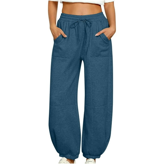 Womens Tracksuit Bottoms Long Pants with Pockets and Drawstring Wide Leg Cargo Trousers Baggy Joggers Workout Tracksuit Bottoms
