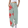 thumbnail image 1 of Womens Tracksuit Bottoms Printed Workout Pants with Pockets Wide Leg Cargo Trousers Baggy Jogging High Waisted Tracksuit Bottoms, 1 of 4