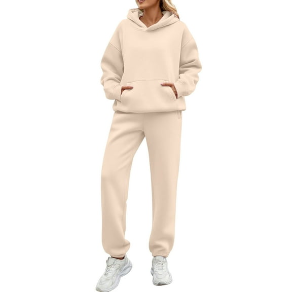 Womens Tracksuit Set 2 Piece Sweatsuits Outfits Long Sleeve Hoodies Jogger Sweatpants Fleece Matching Sweat Sets, 3XL