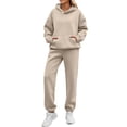 thumbnail image 1 of Womens Tracksuit Set 2 Piece Sweatsuits Outfits Long Sleeve Hoodies Jogger Sweatpants Fleece Matching Sweat Sets, L, 1 of 6