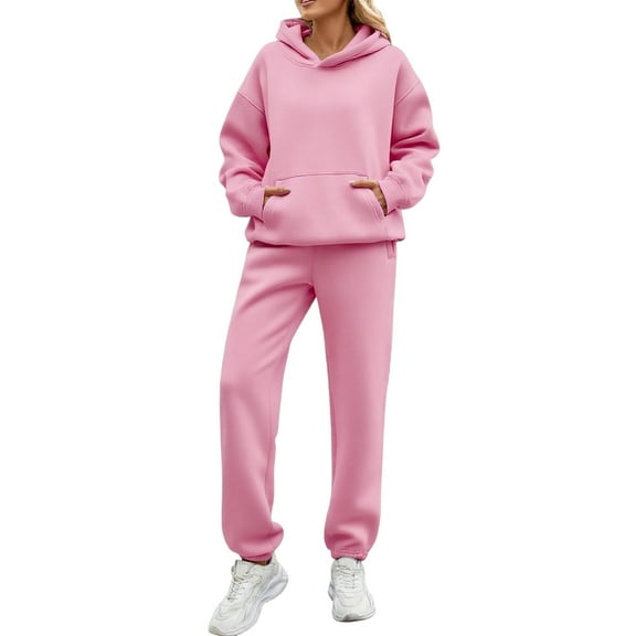 Womens Tracksuit Set 2 Piece Sweatsuits Outfits Long Sleeve Hoodies Jogger Sweatpants Fleece Matching Sweat Sets, M