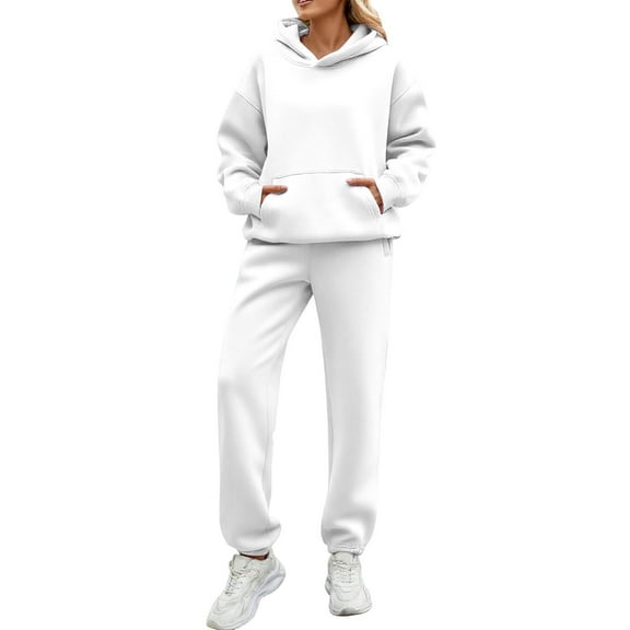 Womens Tracksuit Set 2 Piece Sweatsuits Outfits Long Sleeve Hoodies Jogger Sweatpants Fleece Matching Sweat Sets, M