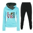 thumbnail image 1 of Womens Tracksuits Set Usmixi Womens Hoodies 2 Pieces Outfit Fashion Love Letter Print Hooded Sweatshirt and Drawstring Jogger Pant Sweatsuit Sets with Pocket, 1 of 2