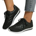 thumbnail image 1 of Womens Trainer Running Walking Shoes Casual Anti Slip Retro Fashion Quilted Low Wedge Sneakers Lace up Athletic Tennis Shoes, 1 of 6