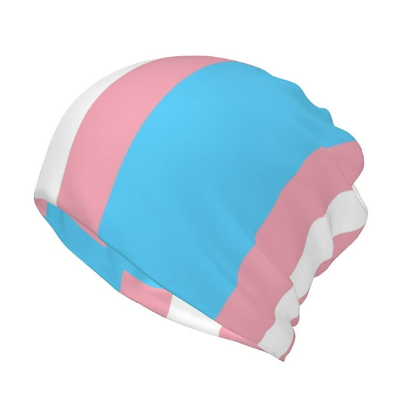 Womens Transgender Flag Slouchy Beanie Cap Headwear Hat Turban