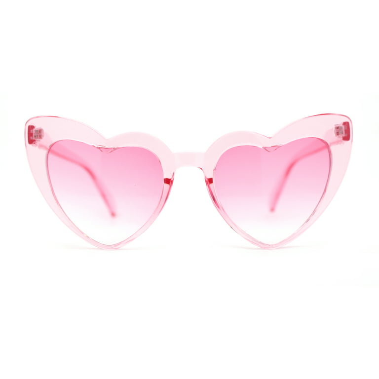 Womens Translucent Candy Color Iconic Heart Shape Cat Eye Sunglasses Pink