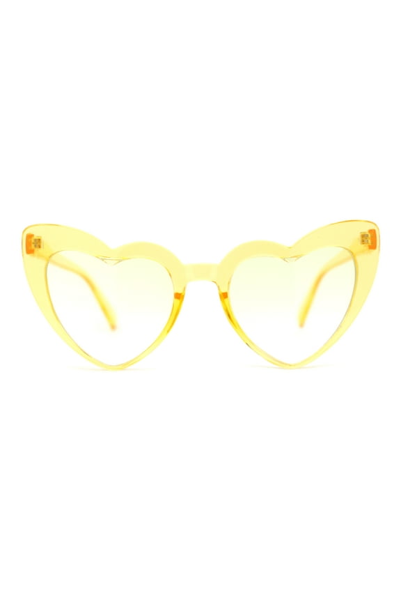 Womens Translucent Candy Color Iconic Heart Shape Cat Eye Sunglasses Yellow