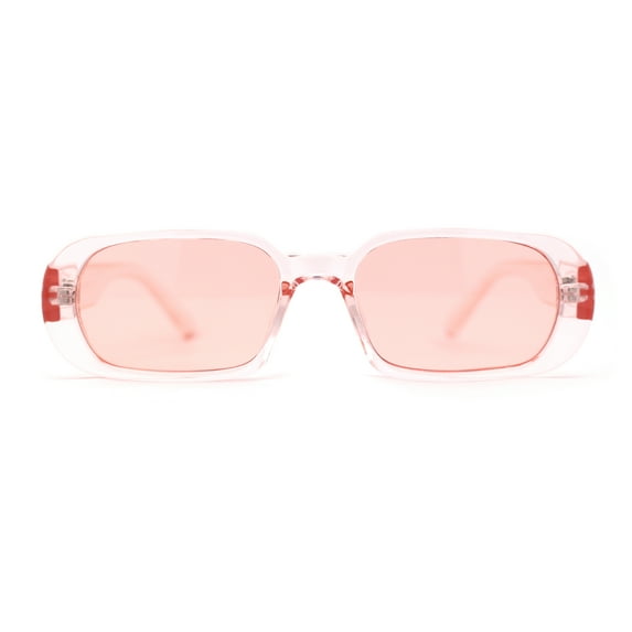 Womens Translucent Mod Oval Retro Narrow Rectangle Plastic Sunglasses All Pink