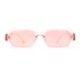 thumbnail image 1 of Womens Translucent Mod Oval Retro Narrow Rectangle Plastic Sunglasses All Pink, 1 of 4