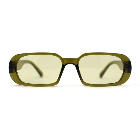 Womens Translucent Mod Oval Retro Narrow Rectangle Plastic Sunglasses Green
