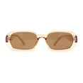 thumbnail image 1 of Womens Translucent Mod Oval Retro Narrow Rectangle Plastic Sunglasses Peach Brown, 1 of 4