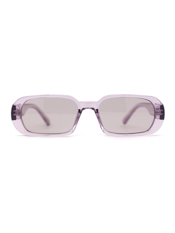 Womens Translucent Mod Oval Retro Narrow Rectangle Plastic Sunglasses Purple