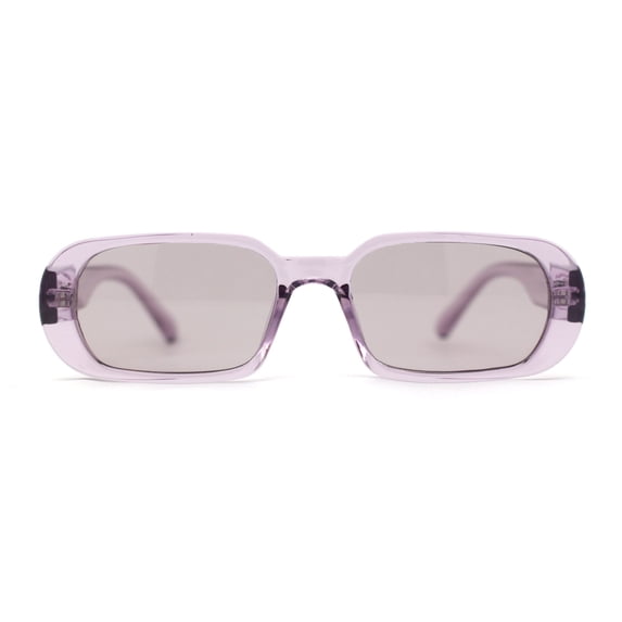 Womens Translucent Mod Oval Retro Narrow Rectangle Plastic Sunglasses Purple