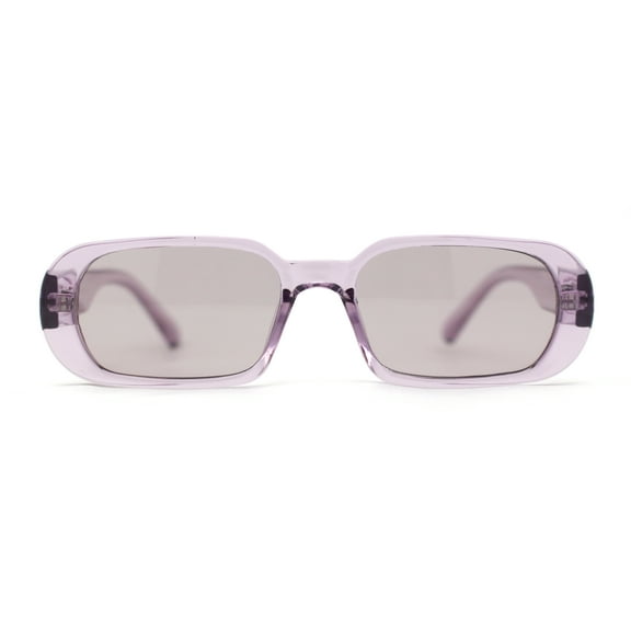 Womens Translucent Mod Oval Retro Narrow Rectangle Plastic Sunglasses Purple