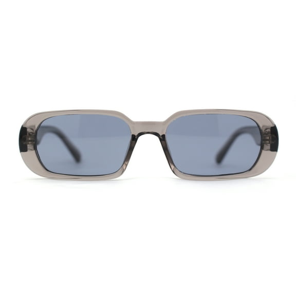 Womens Translucent Mod Oval Retro Narrow Rectangle Plastic Sunglasses Slate Black