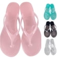 Womens Transparent Jelly Flip Flops Flat Slip-On Beach Sandals Casual ...