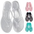 Womens Transparent Jelly Flip Flops Flat Slip-On Beach Sandals Casual ...
