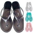 Womens Transparent Jelly Flip Flops Flat Slip-On Beach Sandals Casual ...