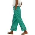 thumbnail image 1 of Womens Travel Pants Casual Loose Fitting Waist And Ankle Patchwork Lace Cotton And Linen Long Pants Stylish For Daily Wear Xl Pants For Women, 1 of 5