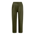 thumbnail image 1 of Womens Travel Pants Casual Solid Color Pants Elastic Waist With Zipper Multiple Pockets Comfortable Cotton Linen Long Trousers 2Xl Pants For Women, 1 of 3