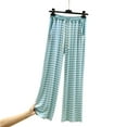 thumbnail image 1 of Womens Travel Pants Casual Striped Straight Leg Wide Leg Pants With Drape & Loose Pockets Home Pajama Pants 70% Cotton 30% Linen Xl Pants For Women, 1 of 4
