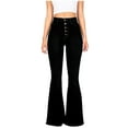 thumbnail image 1 of Womens Travel Pants New Women's Black Bell Bottom Jeans for Women Flare Jeans High Waist Trousers for Women Stretch Bell Bottom Pants Wide Leg Pants Black M New, 1 of 5