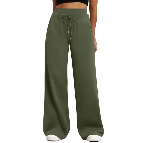 Womens Travel Pants Double Waisted Wide Leg Baggy Sweatpants With Pockets Polyester Fabric Soft Breathable For Daily Casual Gym S Pants For Women