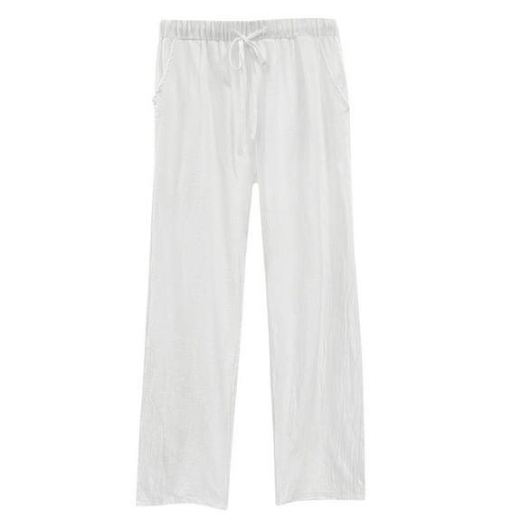 Womens Travel Pants Elastic Waist Straight Solid Color Pants Wide Leg Loose Fit With Pockets Polyester Casual Trousers For Spring Summer And Autumn L Pants For Women