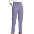 thumbnail image 1 of Womens Travel Pants Fashion Solid Color Corduroy Pants Elastic Waist Straight Leg Open Side Slant Pockets Relax Fit Versatile Daily Wear L Pants For Women, 1 of 5