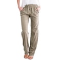 thumbnail image 1 of Womens Travel Pants Fashion Solid Color Cotton Elastic High Waist Straight Long Beach Leisure Casual Sport Trousers Machine Wash Cold Xl Pants For Women, 1 of 6