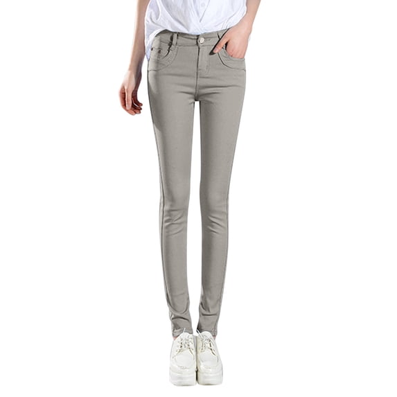 Womens Travel Pants High Rise Classic Solid Color Ankle Jeans Casual Regular Tight Fitting Jeans Printed Stylish Polyester Cotton 2Xl Pants For Women