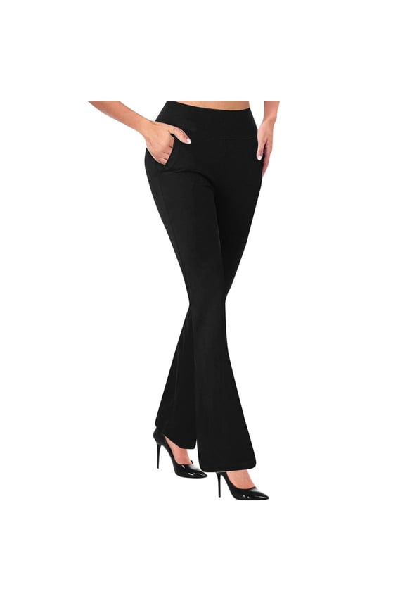 Womens Travel Pants High Waist Stretchy Dress Pants Business Casual Work Slacks Pull-On Trousers Polyester Spandex Blend M Pants For Women